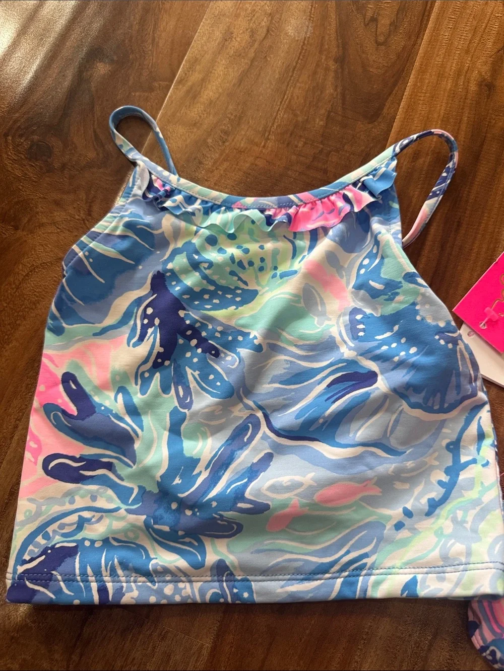 Lilly Pulitzer Girls' Blue, Pink & Mint Tropical Tankini Set size 4 NWT’s